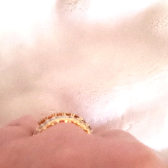 TANZANIAN NATURAL GOLDEN TOURMALINE, NATURAL WHITE ZIRCON RING - Picture 5 of 9